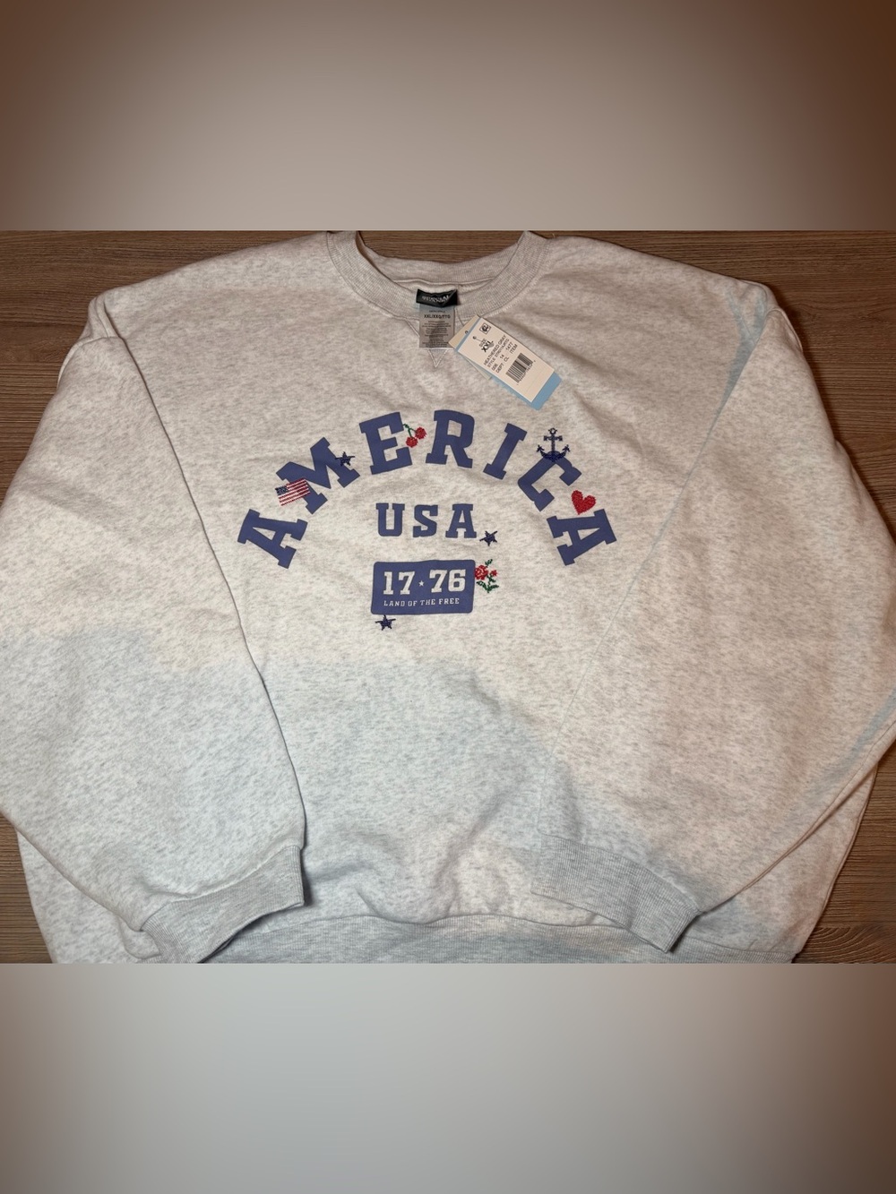 Heather Gray 'America USA' Crewneck Sweatshirt